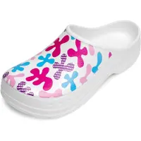 Ladeheid Sabots de jardin pour femmes, ultra-légers en EVA, à motifs, LA-CA-ComoHappyWoman (Blanc/Pop Art, 37)