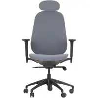 Stema Chaise de bureau ergonomique pivotante LARSTON, base en nylon, accoudoirs, appui-tête et soutien lombaire réglables, rallonge d'assise, gris