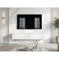AX Living Meuble TV bas 2x100 Barvo Blanc mat/brillant Suspendu