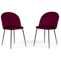 Idea New Garden Srl Lot de 2 chaises en velours d'intérieur, rembourrées, avec pieds en métal, design élégant pour la cuisine, les bars et les restaurants - Sara – Bordeaux/Gris