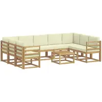 vidaXL Ensemble de meubles de jardin , 10 pièces, blanc et crème, en polyester
