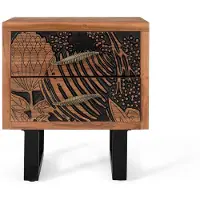 GINER Y COLOMER Table de chevet Tropicana en bois d'acacia, 56 cm x 40 cm x 50 cm,