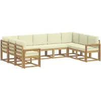 vidaXL Ensemble de canapés d'extérieur avec coussins, 9 pièces, blanc et crème