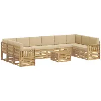 vidaXL Ensemble de canapés d'extérieur , 8 pièces, blanc et beige, 59 x 59 x 37 cm