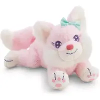 Nici Peluche renard rose, 18 cm, en position couchée