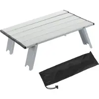 Gistuch Petite table pliante d'extérieur en alliage d'aluminium, portable, pour le camping, la plage, les pique-niques, argent