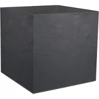 Eda Pot Carré VOLCANIA Gris anthracite - 50 cm Double paroi - avec zone de rétention d'eau Dim.49,5 x 49,5 x 49,5 cm Volume 57 L