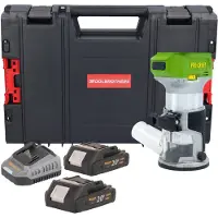 Procraft POB24bb Fraiseuse multifonctions sans fil 20 V 6 / 8 mm Brushless + 2x batterie 2,0 Ah + chargeur + boîte à outils RHINO