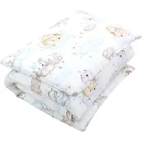 TupTam Ensemble de literie à motifs pour enfants : couette 4 saisons, couette, oreiller et taie d'oreiller (2 pièces), couleur : Animaux sur les nuages, dimensions : 135 x 100 cm