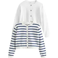 Next Cardigan bleu foncé / blanc
