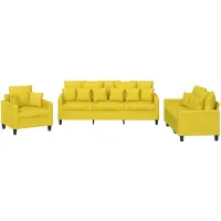 vidaXL Ensemble de canapés 3 pièces avec coussins Tissu jaune clair