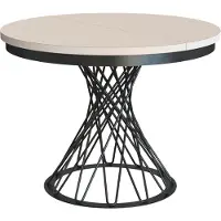 Beautysofa | Table ronde à rallonges LAURA 100–140 cm – Table de salle à manger ronde avec pieds en métal, table de cuisine moderne pour la salle à manger et la cuisine, cachemire/noir