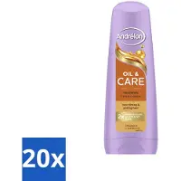 Unilever 20 flacons de revitalisant Andrélon Oil & Care pour cheveux secs et crépus, 200 ml - Pack économique - 20 pièces