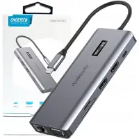 Choetech Hub multifonctionnel avec écran 12W1 Usb-C vers 1Xusb-C/4Xusb-A/2Xhdmi/1Xvga/1Xaux/Lecteur de carte mémoire Gris (Hub-M26)