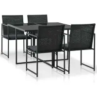 Prolenta Maison Exclusive - Ensemble de jardin composé de 5 pièces, avec coussins, en résine tressée noire