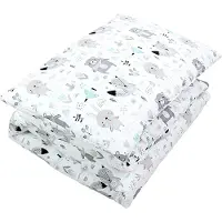 TupTam Ensemble de literie à motifs pour enfants : couette 4 saisons, taie d'oreiller et oreiller plat (2 pièces), couleur : ours / renards / menthe, dimensions : 135 x 100 cm