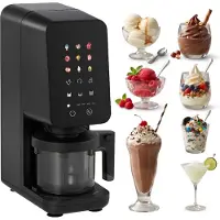 4Swiss IB026 FlurryKing - Machine à glace, machine à crème glacée, machine à glace molle, machine à granités, sorbetière, machine à yaourt glacé, sans BPA, noir
