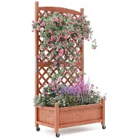 StarTech.com Jardinière surélevée en bois - Jardinière surélevée avec treillis - Jardinière verticale à roulettes - Avec trous de drainage - 60 x 60 x 30 cm