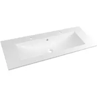 Hak Sapho Yukon - Double lavabo 1200x450 mm, avec trop-plein, avec 2 trous pour robinetterie, blanc YU122