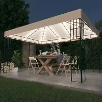 The Living Store Pavillon "" avec guirlande lumineuse LED, dimensions 3x4 mètres, couleur crème