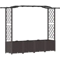 vidaXL Jardinière surélevée avec treillis et toit, marron, 204 x 40 x 138 cm, PP