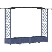 vidaXL Jardinière surélevée avec treillis et toit, gris, 207 x 40 x 123 cm, PP