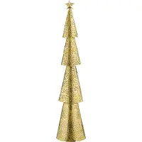 MaxiMondo House of Seasons Arbre de Noël - L15 x l8 x H68 cm - Métal - Or