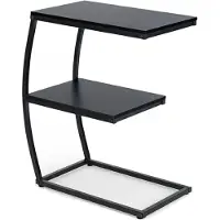 Relaxdays - Beistelltisch in C-Form mit 2 Ablagen, Schwarz, 58,5 x 47,5 x 25 cm (25 x 47.50 x 58.50 cm)