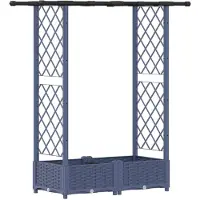 vidaXL Jardinière surélevée avec treillis et toit, gris, 122,5 x 40 x 121 cm, PP