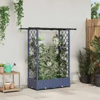 Prolenta Maison Exclusive - Jardinière surélevée avec treillis et toit, couleur gris, dimensions 122,5 x 40 x 121 cm, en plastique PP