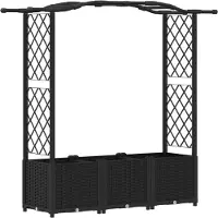 vidaXL Jardinière surélevée avec treillis et toit, noire, 164 x 40 x 138 cm, en PP