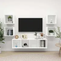 Prolenta Maison Exclusive - Ensemble de 5 meubles TV blanc en bois composite