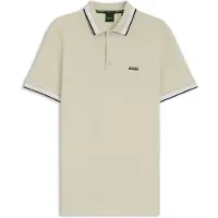 BOSS Paddy 10241663 Green Short Sleeve Polo Beige S Homme
