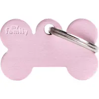 My Family Étiquette d'identification pour chien Bone Aluminium rose, 3x1.9cm (1 pc) (Chien)