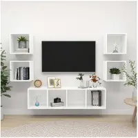 vidaXL Ensemble de 5 meubles TV blanc en bois composite