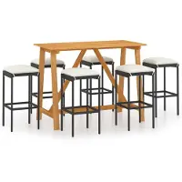 vidaXL Ensemble bar de jardin 7 pièces avec coussins Noir