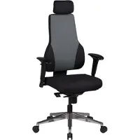 FineBuy Chaise de bureau QENTIN noir/gris Chaise de bureau Revêtement en tissu Fauteuil de direction Chaise pivotante Mécanisme synchrone Appui-tête