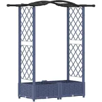 vidaXL Jardinière surélevée avec treillis et toit, gris, 124 x 40 x 123 cm, PP