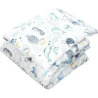 TupTam Ensemble de literie pour enfants : couette, oreiller et taie d'oreiller (2 pièces), motif « Animaux marins », couleur : bleu, dimensions : 135 x 100 cm