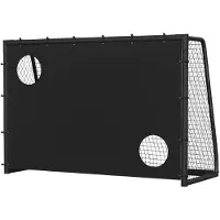 Vigevee But de football 300 x 200 x 120 cm – Grand but de football en métal avec panneau et filet, pour le jardin, l'entraînement et l'extérieur, noir