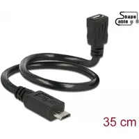 DeLOCK Shape USB 2.0 Hi-Speed OTG Câble d'extension Micro B mâle Micro B femelle noir - Longueur : 0,30m