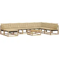 vidaXL Ensemble de canapés d'extérieur , 9 pièces, blanc et beige, en bois massif d'acacia
