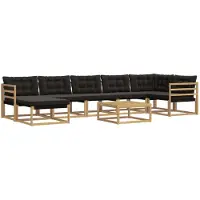 vidaXL Ensemble de salon de jardin 8 pièces, blanc et noir, en bois d'acacia massif