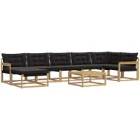 vidaXL Ensemble de salon de jardin 8 pièces, blanc et noir, en bois d'acacia massif