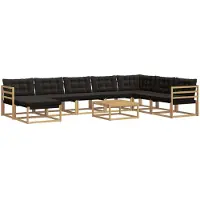vidaXL Ensemble de salon de jardin 9 pièces, blanc et noir, en bois d'acacia massif