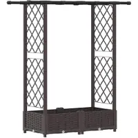 vidaXL Jardinière surélevée avec treillis et toit, marron, 122,5 x 40 x 121 cm, PP