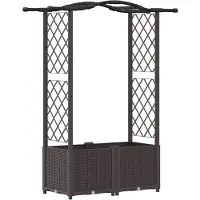 vidaXL Jardinière surélevée avec treillis et toit, marron, 125 x 40 x 138 cm, PP