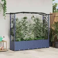 Prolenta Maison Exclusive - Jardinière surélevée avec treillis et toit, couleur gris, dimensions 204 x 40 x 138 cm, en polypropylène