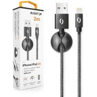 Aligator Câble PREMIUM 2A, Lightning 2m, noir