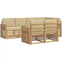 vidaXL Ensemble de canapés d'extérieur , 7 pièces, blanc et beige, 247 x 128,5 x 73 cm